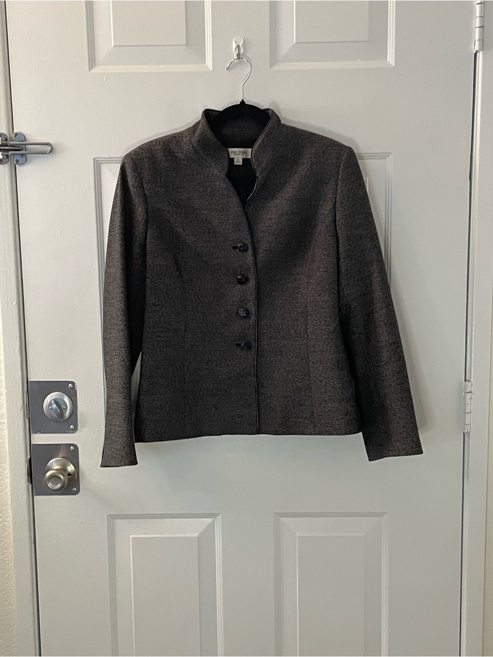 Jones Studio Charcoal Funnel Collar Blazer